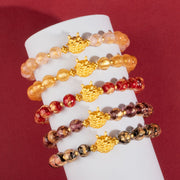 Buddha Stones Year of the Dragon Gold Foil Liuli Glass Bead Luck Bracelet Bracelet BS 1