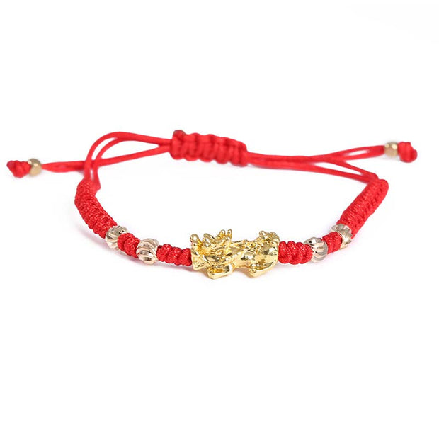 Buddha Stones FengShui Wealth PiXiu Red String Bracelet Bracelet BS Single PiXiu (Wrist Circumference 14-21cm)