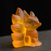Buddha Stones Small Nine Tailed Fox Success Strength Home Figurine Decoration Decorations BS 12