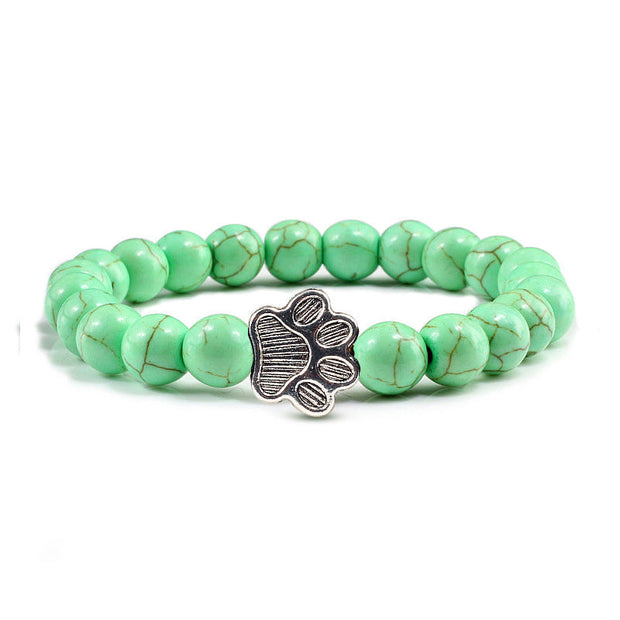 'Buddha Stones “Save A Dog” Stone Bracelet Bracelet Bracelet Light Green Beads