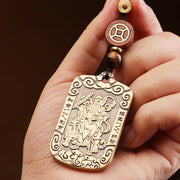 Buddha Stones God of Wealth Zhao Gongming Copper Protection Necklace Pendant Key Chain Necklaces & Pendants BS 2