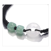 Buddha Stones 2Pcs Green Aventurine White Jade Peace Buckle Luck Braided Couple Bracelet Bracelet BS 15