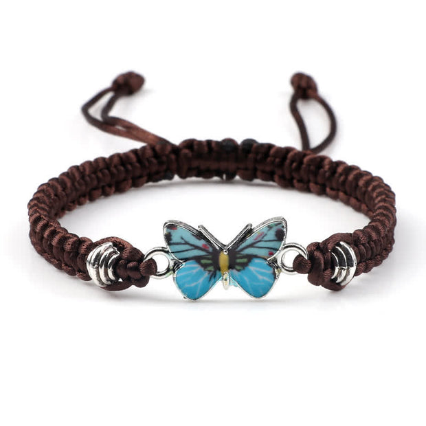 Buddha Stones Butterfly Freedom Love String Charm Bracelet Bracelet BS Brown-Blue Butterfly