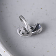 Buddha Stones 925 Sterling Silver Koi Fish Water Ripple Luck Wealth Ring Ring BS 7