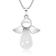 Buddha Stones Little Angel Wings Natural Crystal Luck Necklace Pendant Necklaces & Pendants BS White Crystal