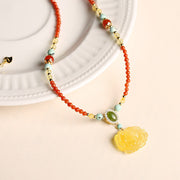 Buddha Stones 925 Sterling Silver Natural Red Agate Amber Peony Confidence Charm Necklace Pendant
