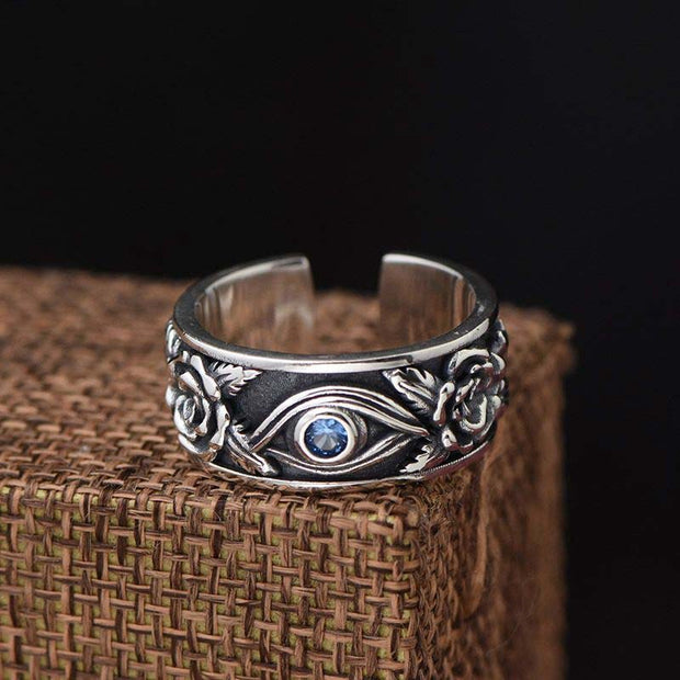 Buddha Stones Eye Of Horus Crystal Protection Adjustable Ring Rings BS 3
