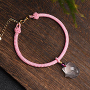 Buddha Stones Lucky Pink Crystal Fox Love String Bracelet Bracelet BS 8
