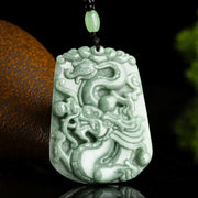 Buddha Stones Year Of The Dragon Chinese Zodiac Dragon Soaring Jade Protection Bead Chain Necklace Pendant Necklaces & Pendants BS 2
