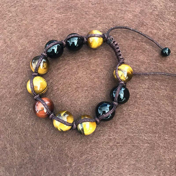Jianglai, braccialetto elastico da uomo, con pietra naturale, occhio di tigre, 7 chakra, per yoga, equilibrio, per preghiere di Buddha, braccialetto elastico da uomo Jianglai, braccialetto elastico da uomo, con pietra naturale, occhio di tigre, 7 chakra, per yoga, equilibrio, per preghiere di Buddha, braccialetto elastico da uomo