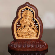 Buddha Stones Vajrasattva Buddha Wood Engraved Compassion Statue Figurine Decoration Decorations BS 7*7.5cm