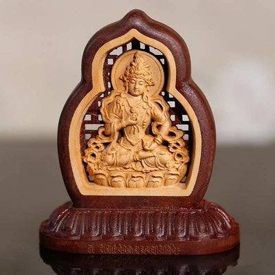 Buddha Stones Vajrasattva Buddha Wood Engraved Compassion Statue Figurine Decoration