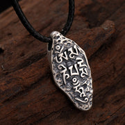 Buddha Stones Tibetan 925 Sterling Silver Om Mani Padme Hum Dorje Vajra Engraved Strength Necklace Pendant Necklaces & Pendants BS 3