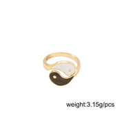 Buddha Stones Yin Yang Symbol Adjustable Blessing Couple Ring Rings BS 6