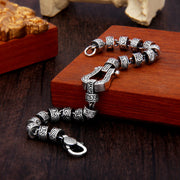 Buddha Stones Tang Dynasty Flower Design Copper Luck Buckle Bracelet