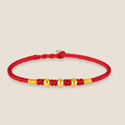 Buddha Stones 999 Gold Beads Luck King Kong Knot Handmade Braided Protection Bracelet