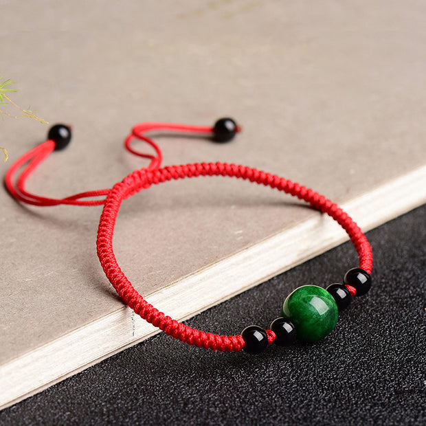 Buddha Stones Lucky and Success Jade Red String Bracelet Bracelet BS 5