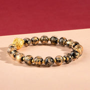 Buddha Stones Year of the Dragon Gold Foil Liuli Glass Bead Luck Bracelet Bracelet BS 6