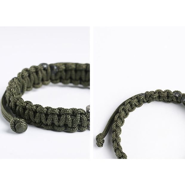 Buddha Stones 925 Sterling Silver Bullet Design Braided Rope Bracelet