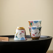 Buddha Stones Dragon Phoenix Flowers Ceramic Teacup Kung Fu Tea Cup 50ml
