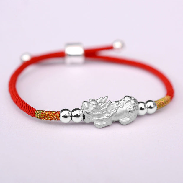 Buddha Stones 24K Gold-Plated PiXiu Luck Red String Bracelet Bracelet BS 12