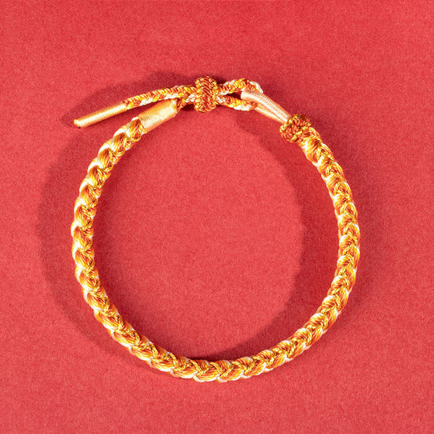 Buddha Stones Handmade Year Of The Dragon Scale Protection Rope Bracelet Bracelet BS Gold Bracelet (Wrist Circumference 14-16cm)