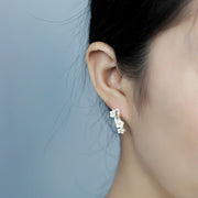 Buddha Stones 925 Sterling Silver Plum Blossom Floral Blessing Earrings Earrings BS 5