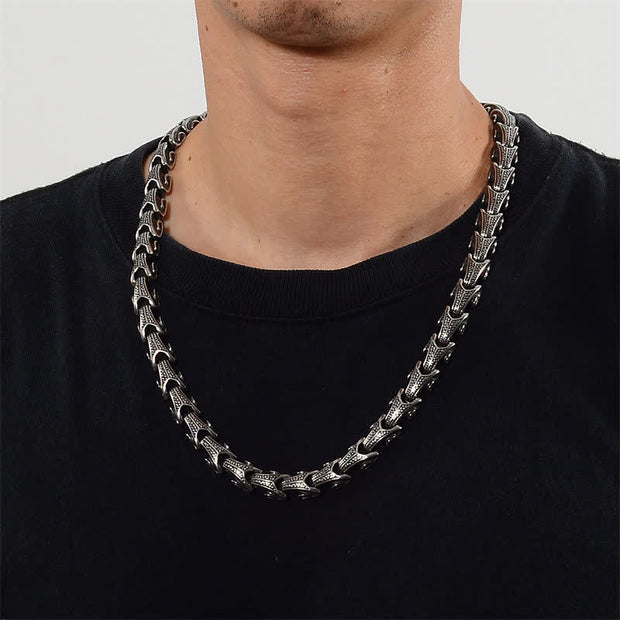 Buddha Stones Dragon Pattern Titanium Steel Protection Necklace Pendant Bracelet Necklaces & Pendants BS 12
