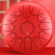 Buddha Stones Steel Tongue Drum Sound Healing Mindfulness Lotus Pattern Yoga Drum Kit 13 Note 12 Inch Percussion Instrument Tongue Drum BS Red