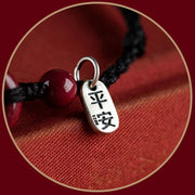 Buddha Stones Handmade Cinnabar Peace Buckle Safe and Healthy Charm Blessing String Bracelet Anklet Bracelet Anklet BS 6
