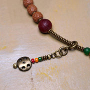 Buddha Stones 108 Mala Rudraksha Beads Bodhi Seed Dzi Bead Luck Auspiciousness Tassel Bracelet Bracelet Mala BS 8