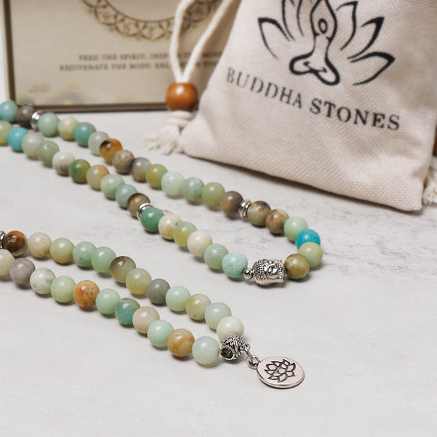 Buddha Stones Lotus Crystal Stone 108 Beads Mala Bracelet (Extra 30% Off | USE CODE: FS30) Mala Bracelet BS 19