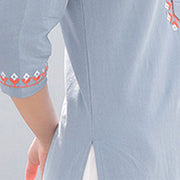 Buddha Stones 2Pcs V-neck Embroidery Yoga Clothing Zen Meditation Cotton Linen Top Pants Women's Set Clothes BS 10