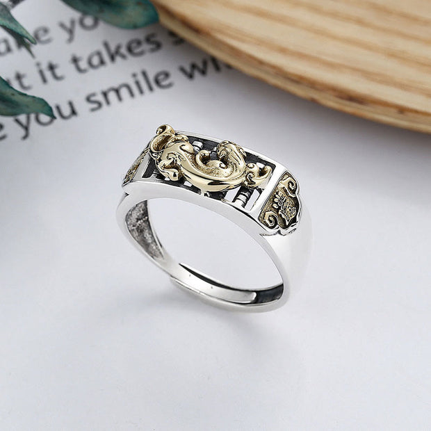 Buddha Stones 925 Sterling Silver PiXiu Luck Wealth Adjustable Ring