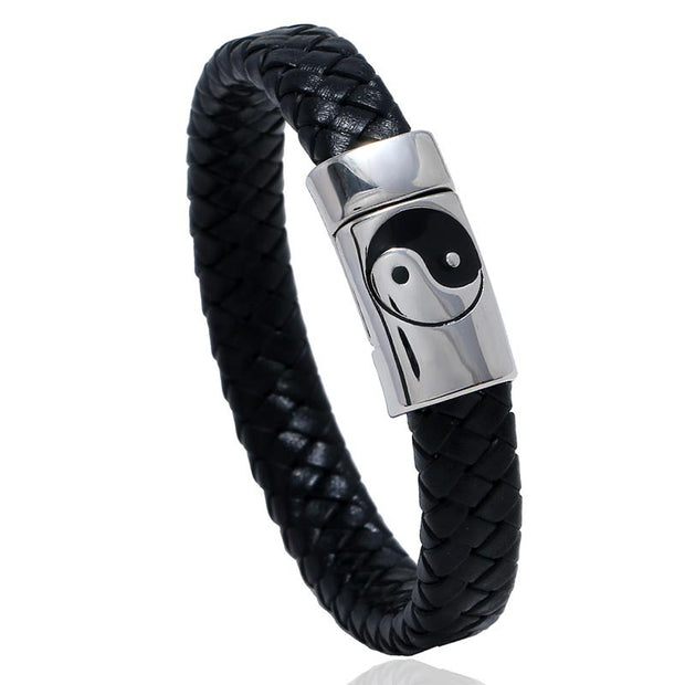 Buddha Stones FengShui Yin Yang Balance Bracelet Bracelet BS 22.5cm Black