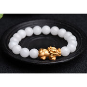 Buddha Stones Natural White Jade PiXiu Wealth Bracelet Bracelet BS 8