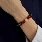 Buddha Stones Gold Sheen Obsidian PiXiu Cinnabar Om Mani Padme Hum Protection Bracelet Bracelet BS 2