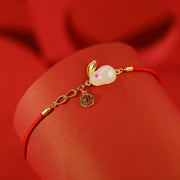 Buddha Stones 925 Sterling Silver Year of the Rabbit Hetian White Jade Luck Blessing Red String Bracelet Bracelet BS 3