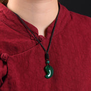 Buddha Stones Red Agate Green Agate Moon Pattern Confidence Calm Necklace Necklaces & Pendants BS 8