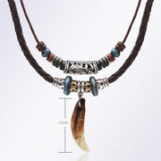 Buddha Stones Ethnic Wolf Tooth Pattern Beads Wealth Necklace Pendant