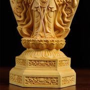 Buddha Stones Handmade Thousand-armed Avalokitesvara Kwan Yin Bodhisattva Statue Boxwood Abundance Home Decoration Decorations BS 4