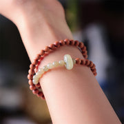 Buddha Stones Sandalwood Hetian Jade Protection Double Wrap Bracelet Bracelet BS 7