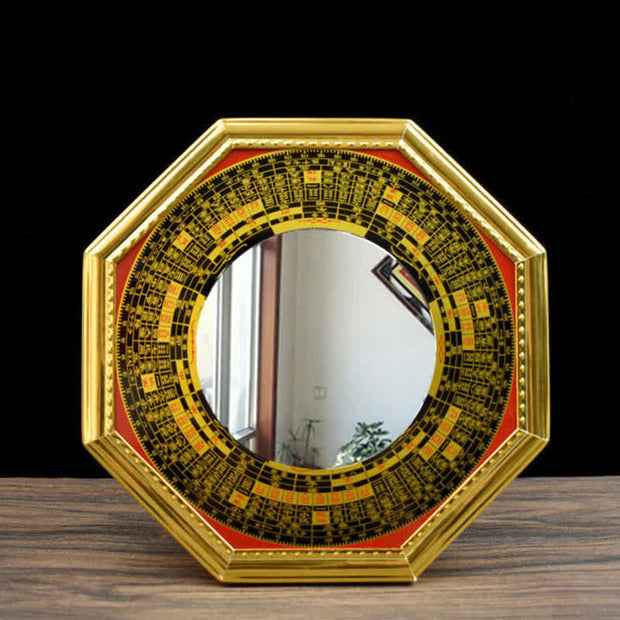 Buddha Stones Feng Shui Bagua Map Five-Emperor Coins Gourd Balance Living Room Energy Map Mirror Bagua Map BS 2