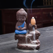Buddha Stones  Backflow Smoke Fountain Ceramic Blessing Incense Burner Decoration Decorations Incense Burner BS Blue