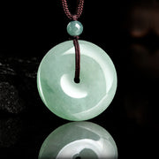 Buddha Stones Natural Jade Peace Buckle Luck Abundance Necklace Pendant Necklaces & Pendants BS 5