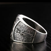 Buddha Stones 925 Sterling Silver Sanskrit Design Carved Protection Adjustable Ring Ring BS 9
