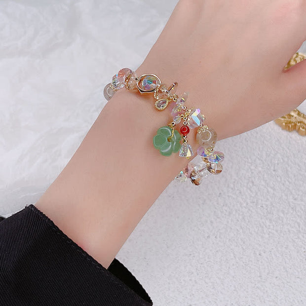 Buddha Stones Colorful Gemstone Green Aventurine Flower Bead Luck Bracelet Bracelet BS 2