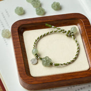 Buddha Stones Handmade Plum Blossom Flower Jade Luck Prosperity Braided Bracelet Bracelet BS 2