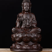 Buddha Stones Avalokitesvara Ebony Lotus Harmony Blessing Home Decoration Decorations BS 3