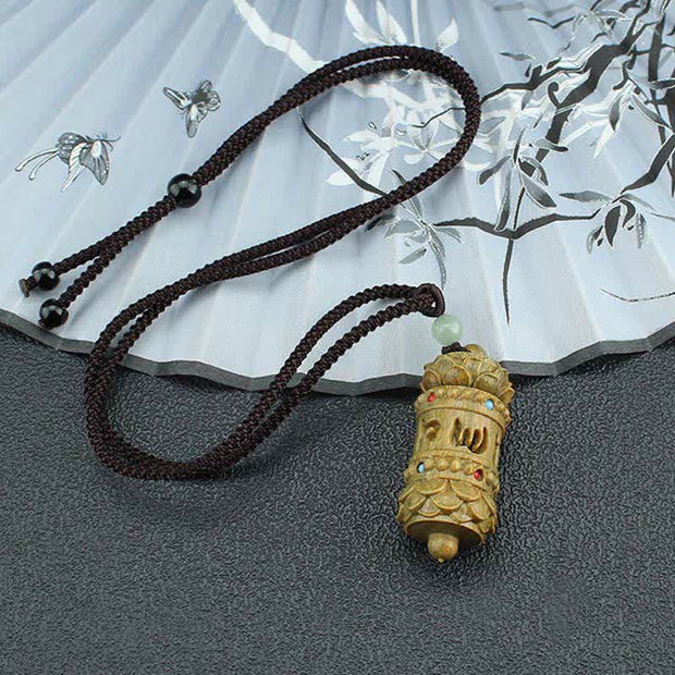 Buddha Stones Tibet Green Sandalwood Rosewood Om Mani Padme Hum Lotus Positive Soothing Necklace Pendant Necklaces & Pendants BS 3